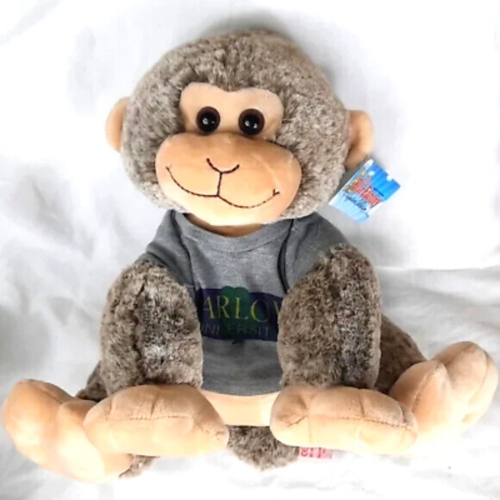 Carlow University Stuffed Monkey 13" Super Soft Grayish Brown The Bear Factory